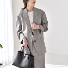 quaranciel:〈手洗い可能〉ウーステッド テーラード オーバー ジャケット（セットアップ対応