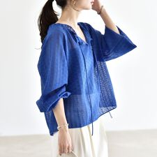 quaranciel:〈手洗い可能〉レース ジャカード ギャザー リボン プルオーバー