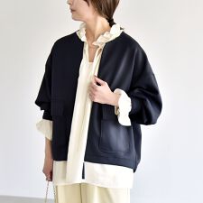 quaranciel:〈洗濯機可能〉ダンボール ノーカラー コンパクト ブルゾン