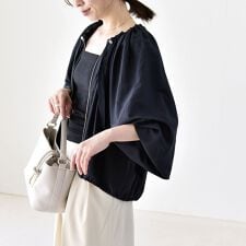 quaranciel:〈洗濯機可能〉シアー ドロスト ギャザー ショート ブルゾン