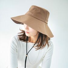 quaranciel:〈UVカット/接触冷感/撥水加工/手洗い可能〉ワイド ブリム ハット