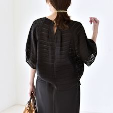 《予約》quaranciel:〈洗濯機可能〉ジャガード ボーダー シアー ブラウス