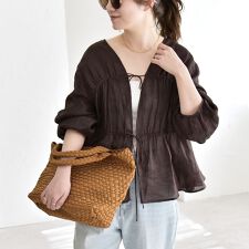 《予約》quaranciel:〈手洗い可能〉ラミー ギャザー リボン ティアード ブラウス