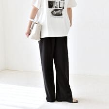 《予約》quaranciel:〈手洗い可能〉バイアス ストレッチ イージー ワイド パンツ