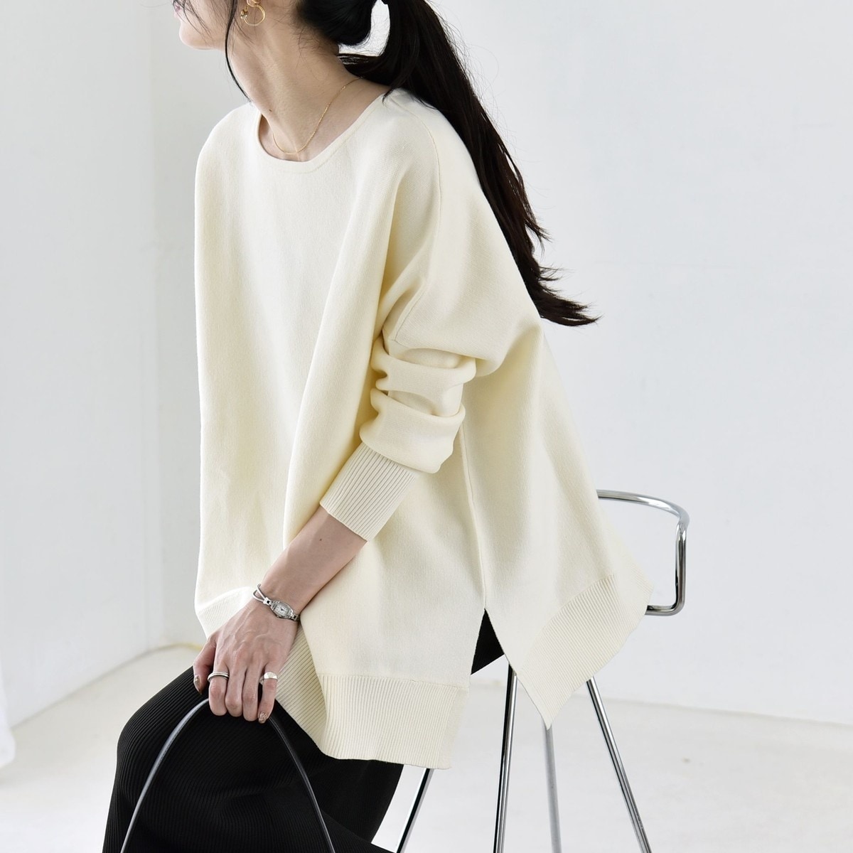 【boutique310】華奢魅せワイドボートネックニット 予約》〈洗濯機可能〉ボートネック ワイド ニット プルオーバー 26AW