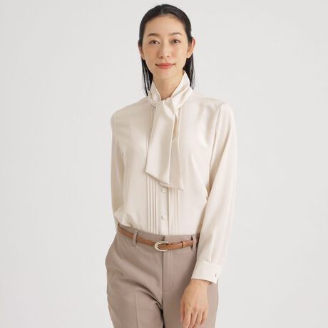 Precious掲載】ストレッチデシン ボウタイ付きブラウス 