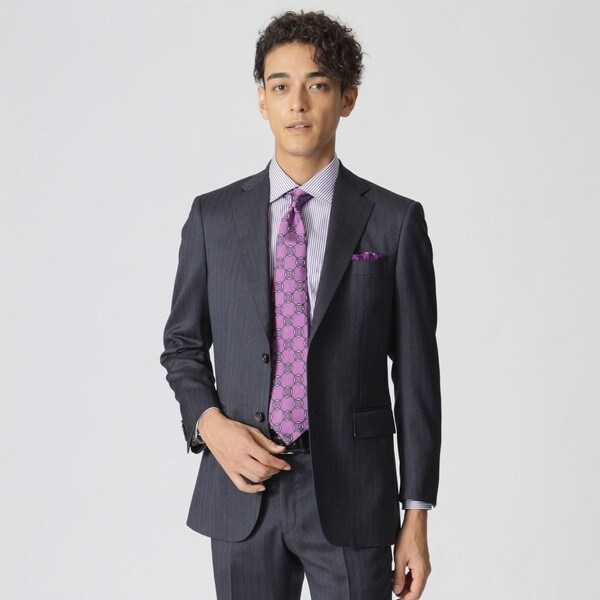 EASTGATE MODEL」 カシミヤ混スチュアーツブルーストライプ