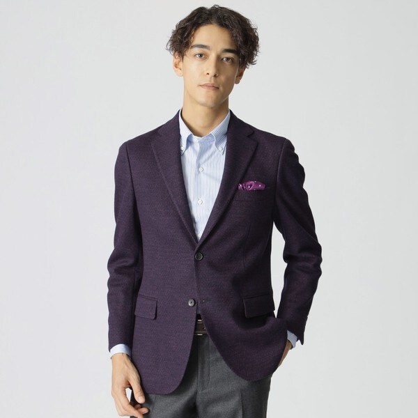 Paul Stuart パケ柄 ジャケット シルクリネン ブルー系 46 Paul Stuart パケ柄 ジャケット シルクリネン ブルー系 46