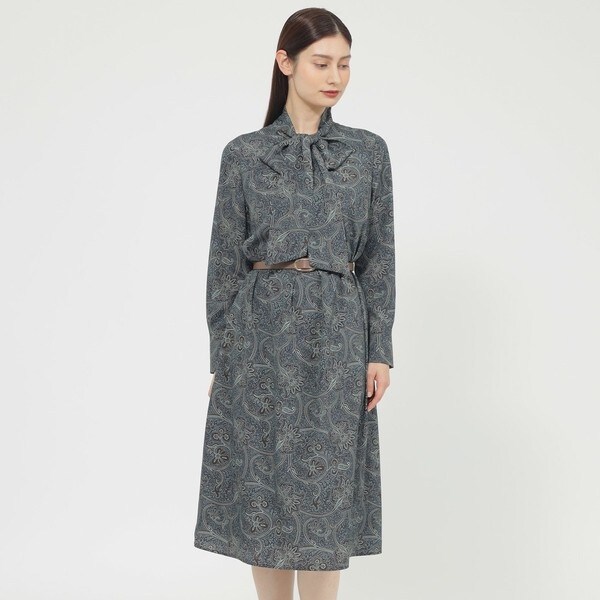 ウォッシャブル】オリエンタルフラワープリント ワンピース