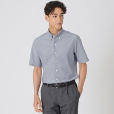 【WEB・一部店舗限定/吸水速乾/接触冷感】ミニチェックプリント　ストレッチ半袖シャツ | ポール・スチュアート(Paul Stuart)