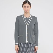 【ウォッシャブル】アセテートストレッチ　カーディガン