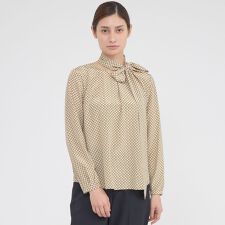 【ウォッシャブル】幾何学プリントジャガード　ブラウス