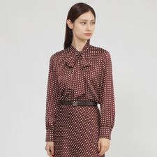 【eclat掲載】【ウォッシャブル】ラインドット　ブラウス