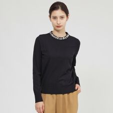 【Nikkei magazine/eclat掲載】【ウォッシャブル】ビジューニット　プルオーバー