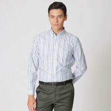 マルチストライプ柄ボタンダウンシャツ