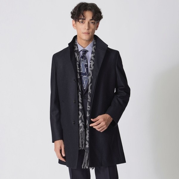 Paul Stuartポールスチュアート カシミヤ混 スタンドカラーコート Nikkei magazine掲載】カシミヤ混スタンドカラーコート(コート