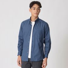 ジオメトリック柄長袖ボタンダウンシャツ