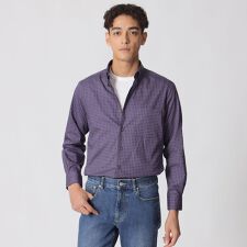 ジオメトリック柄長袖ボタンダウンシャツ