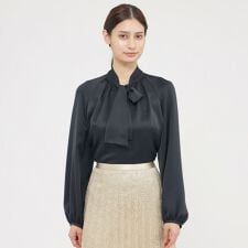 【ウォッシャブル/防しわ性】エレガントダブルサテン　ブラウス