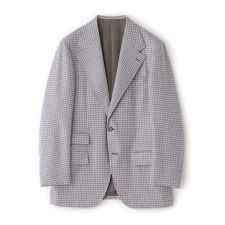 【数量限定】「COLLECTION LINE」三者混ハウンドトゥース柄　ノッチドワイドラペル　シング