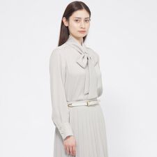 【ウォッシャブル/防しわ性】バックサテンジョーゼット　ブラウス