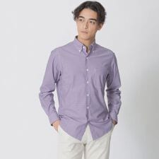 【STUART’S TRAVELER】ギンガムチェック柄プリントジャージーシャツ