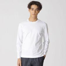 【ジャケット合わせに最適】長袖ドレスクルーネックTシャツ