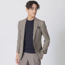 ウールリネン千鳥柄ジャケット