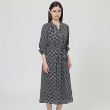 【ウォッシャブル】格子モノグラムプリント　ワンピース