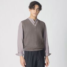 【COLLECTION LINE】アイレットヘリンボーン/Vネックベスト