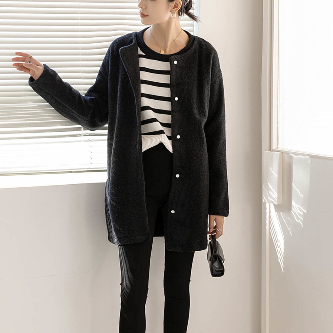 もこもこノーカラージップミドルコート【洗える】 | オペークドット もこもこノーカラージップミドルコート【洗える】 | オペークドット