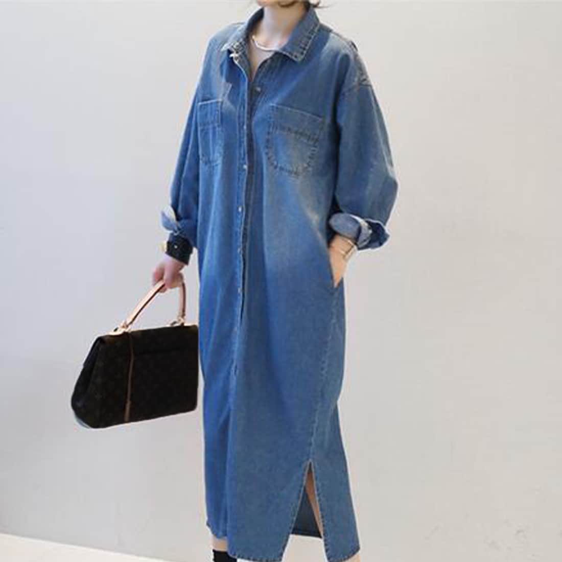 期間限定価格新作45Rインドカディシャツデニムシャツワンピースロング未使用試着 70850423d6.jpg