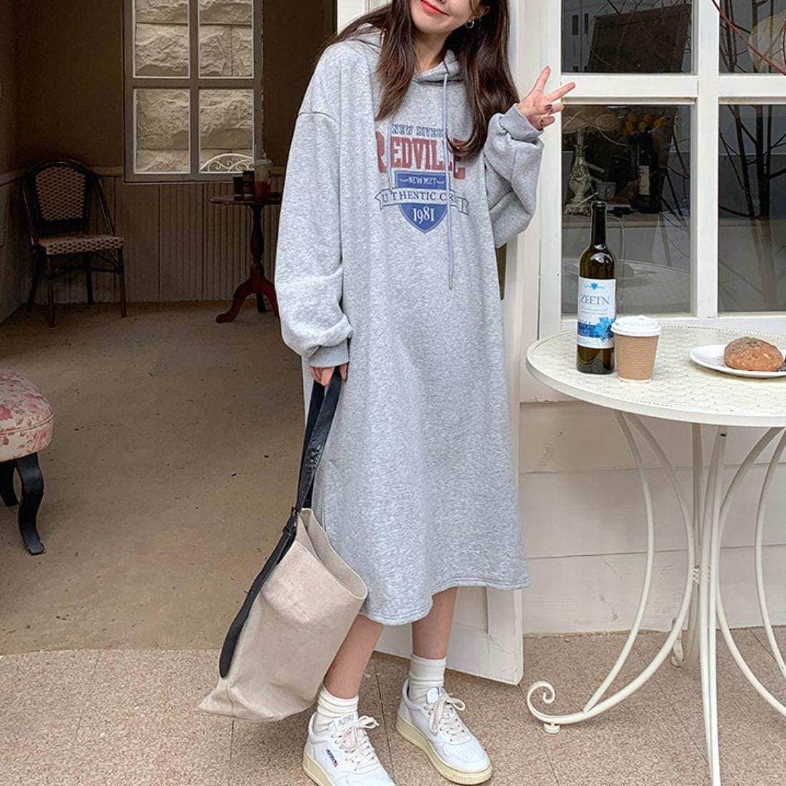 裏起毛あったかパーカーワンピース