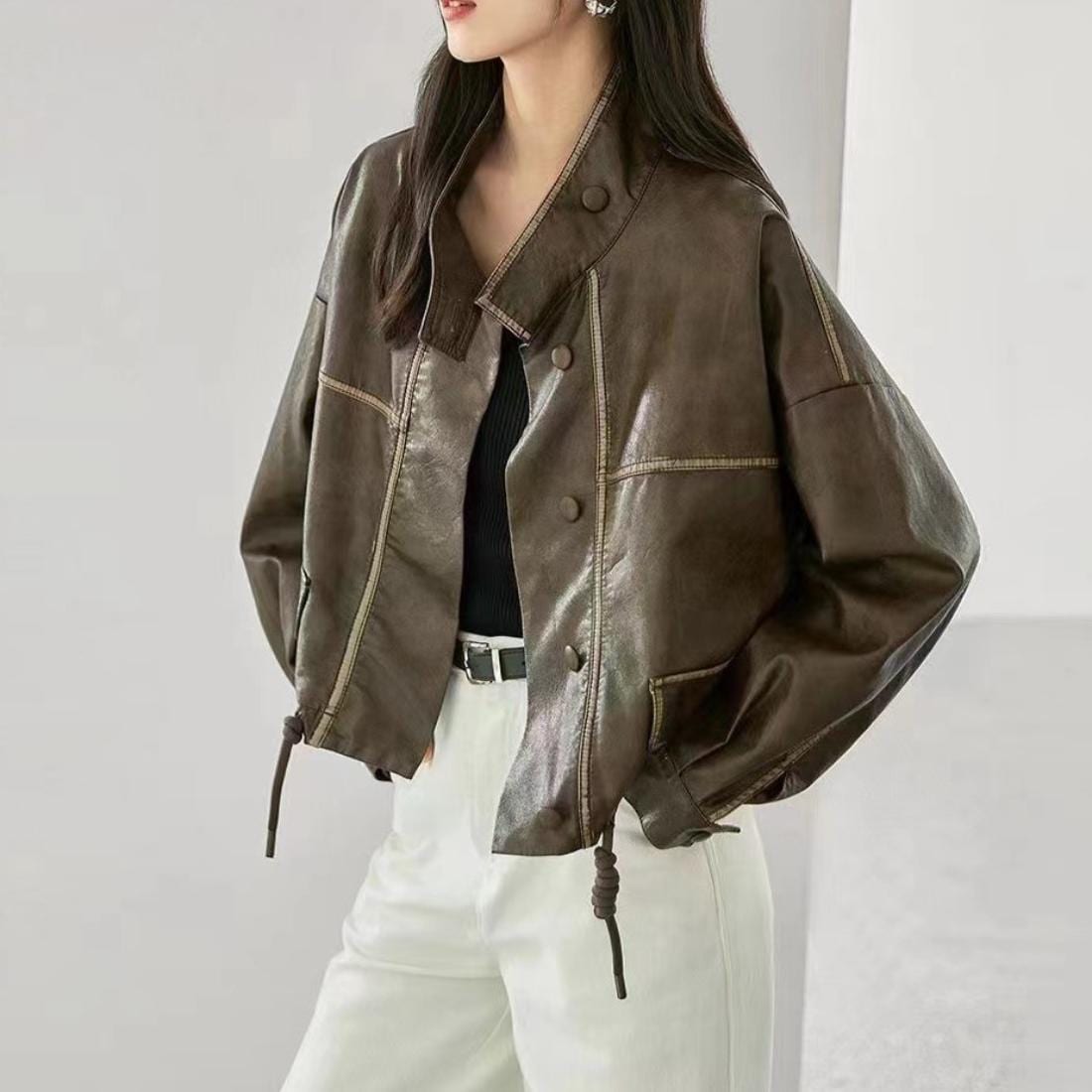 大草直子×OPAQUE.CLIP レザー ライダースジャケット OPAQUE.CLIP