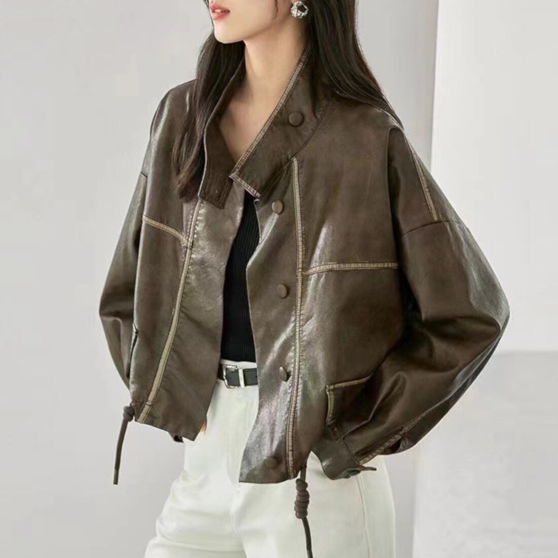 大草直子さんコラボ】ショート丈ライダースジャケット | オペーク