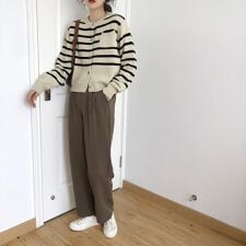 ボーダー柄ニットカーディガン