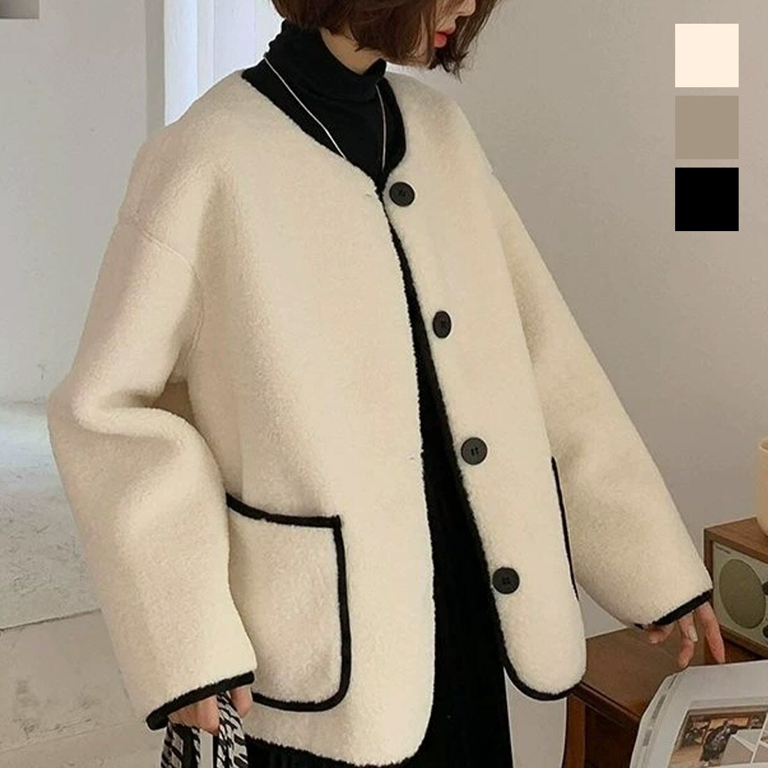 【大きいサイズ】ef-de ツイード　ノーカラー　セットアップ　23区　美品 ef-de ツィード風ノーカラージャケット | グリーンパークス(Green