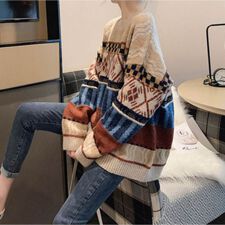 フェアアイル風パッチワークニット ノルティック柄