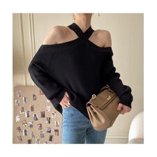 フォースメント(Forcement)のクロスネックオフショルニット