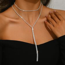 【2点セット】上品に輝くラインストーンネックレス