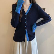 上品なバイカラー切替ニットカーディガン