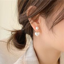 付けるだけでレディなパール×クリアハートピアス