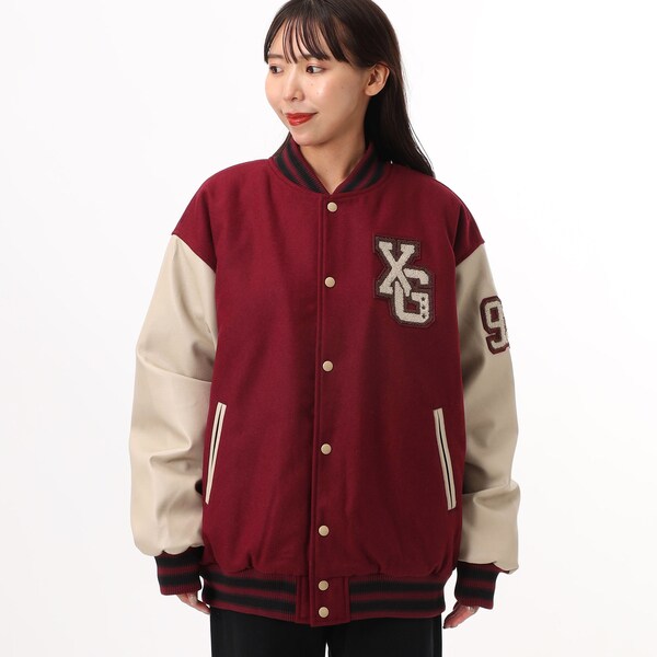 X-girl エックスガール COLLEGE LOGO スタジャン　ブルゾン X-girl エックスガール COLLEGE LOGO STADIUM JUMPER｜BORN FREE
