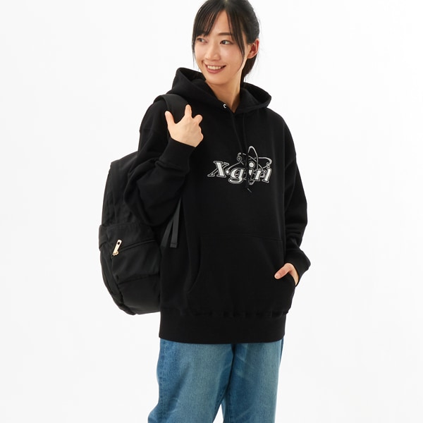 X-girl LOGO SWEAT HOODIE ブラック X-GIRL - Sweat Zip Up Hoodie