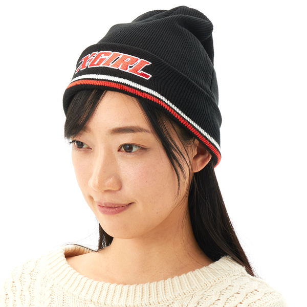 STRIPED LOGO KNIT CAP | エックスガール(X-GIRL) | 105241051010