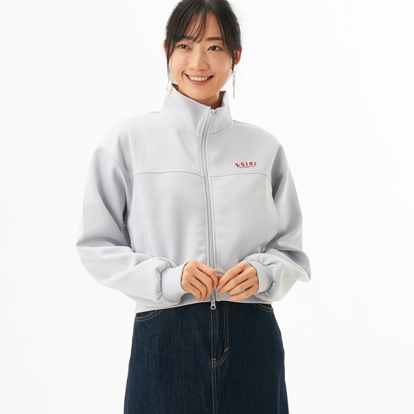 [}C]COMPACT ZIP UP TOP/GbNXK[iX-GIRLj GREY