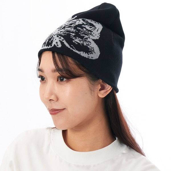 [}C]BUTTERFLY JACQUARD BEANIE/GbNXK[iX-GIRLj BLACK