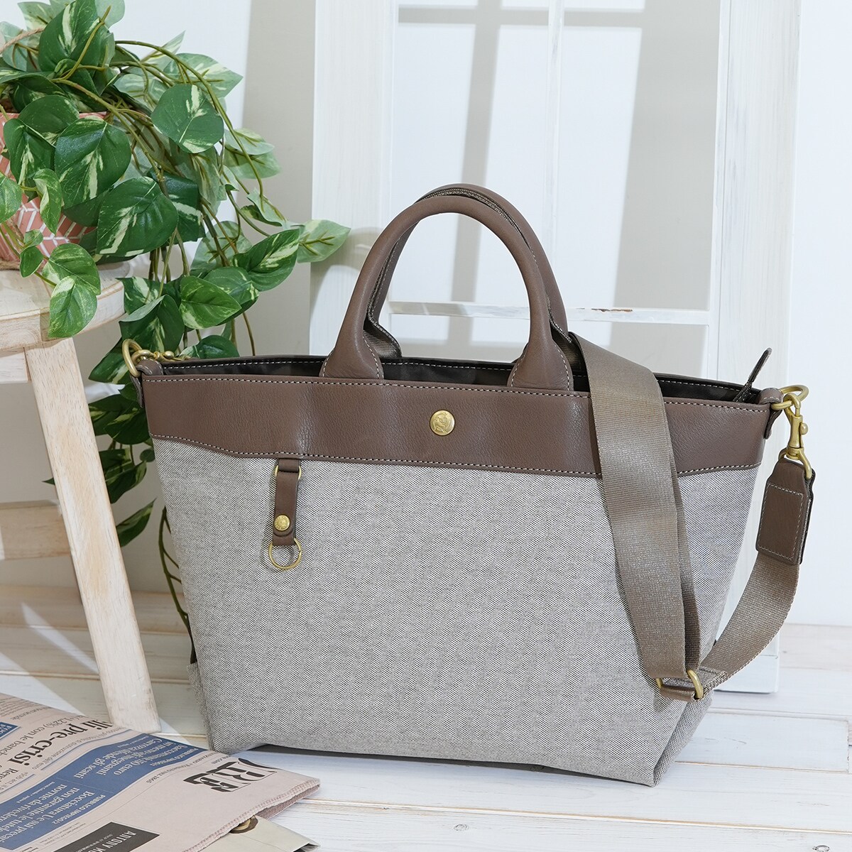 スクエアキルトデイジーパッチ 2WAYトート (ベージュ) マリークワント MARY QUANT スクエアキルトデイジーパッチ 2WAY