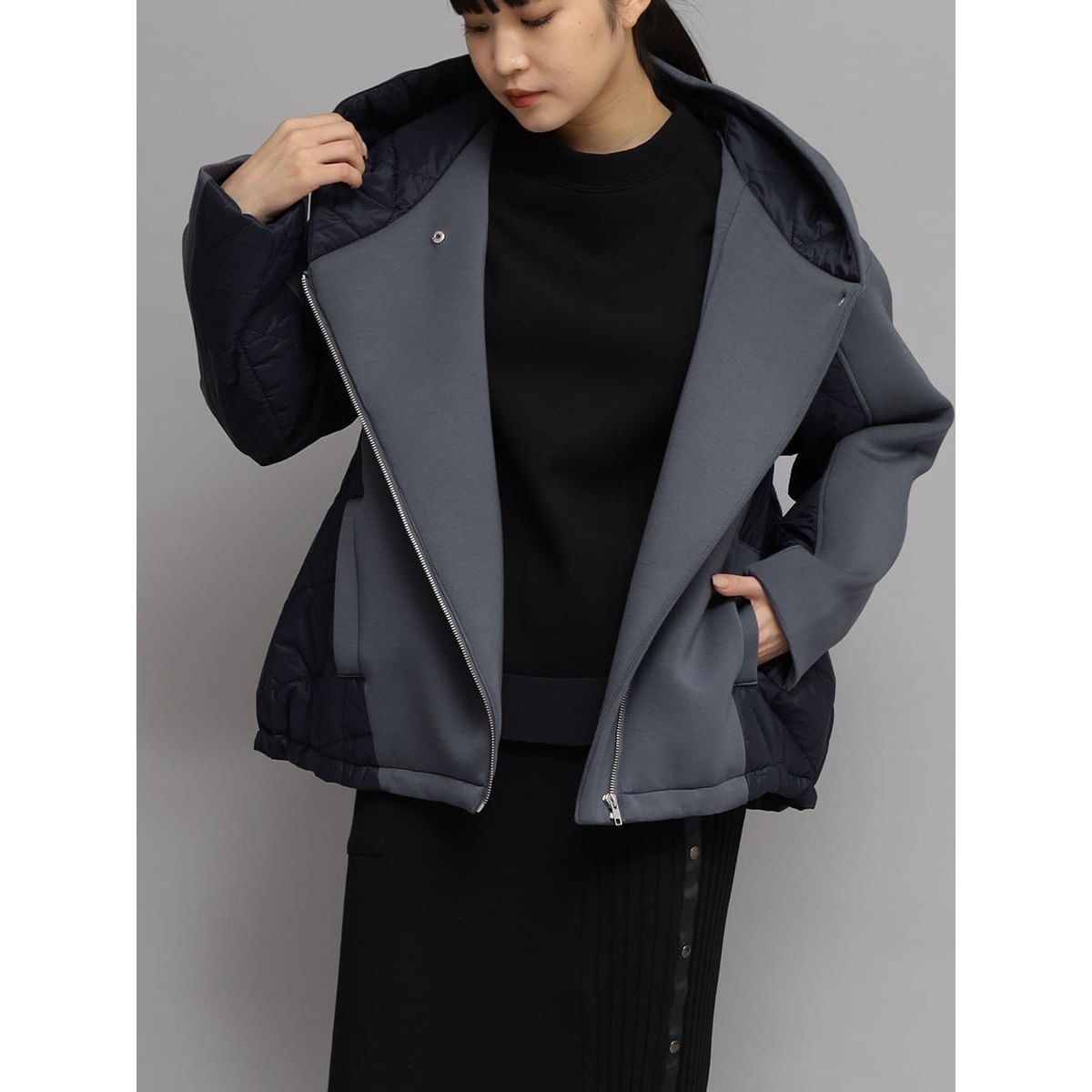 新品 LASUD ヤマダヤ 中綿 キルティング×スムースブルゾン 新品 LASUD ヤマダヤ 中綿 キルティング×スムースブルゾン