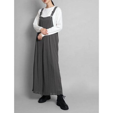 レースアップデザインプリーツサロペット | ラシュッド(LASUD 
